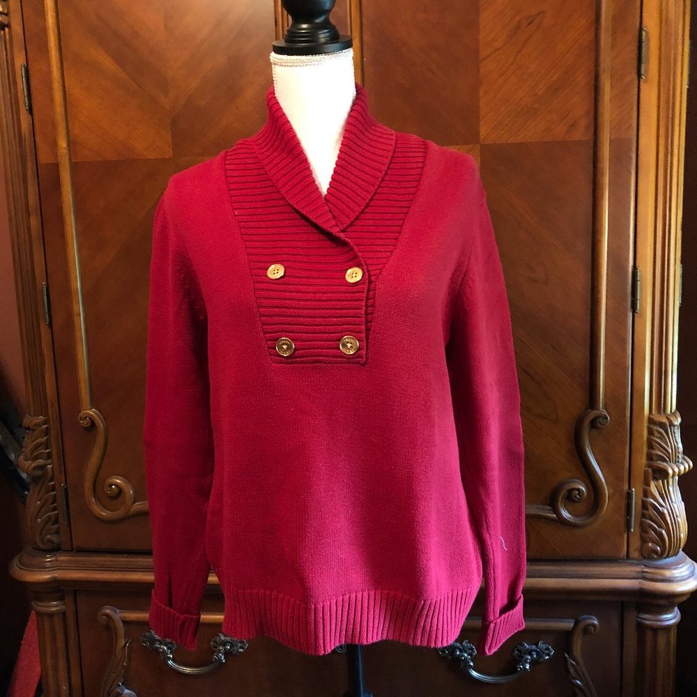 "Chaps" Red Sweater with Gold Buttons